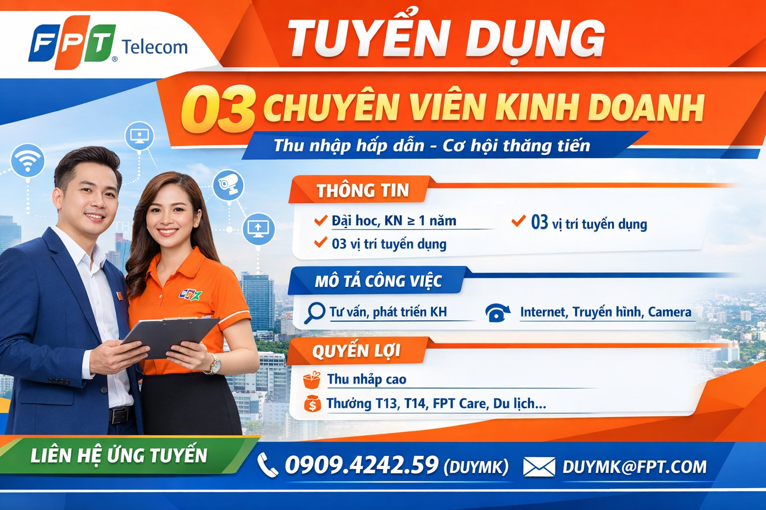 tuyển nhân viên kinh doanh viễn thông, việc làm kinh doanh FPT