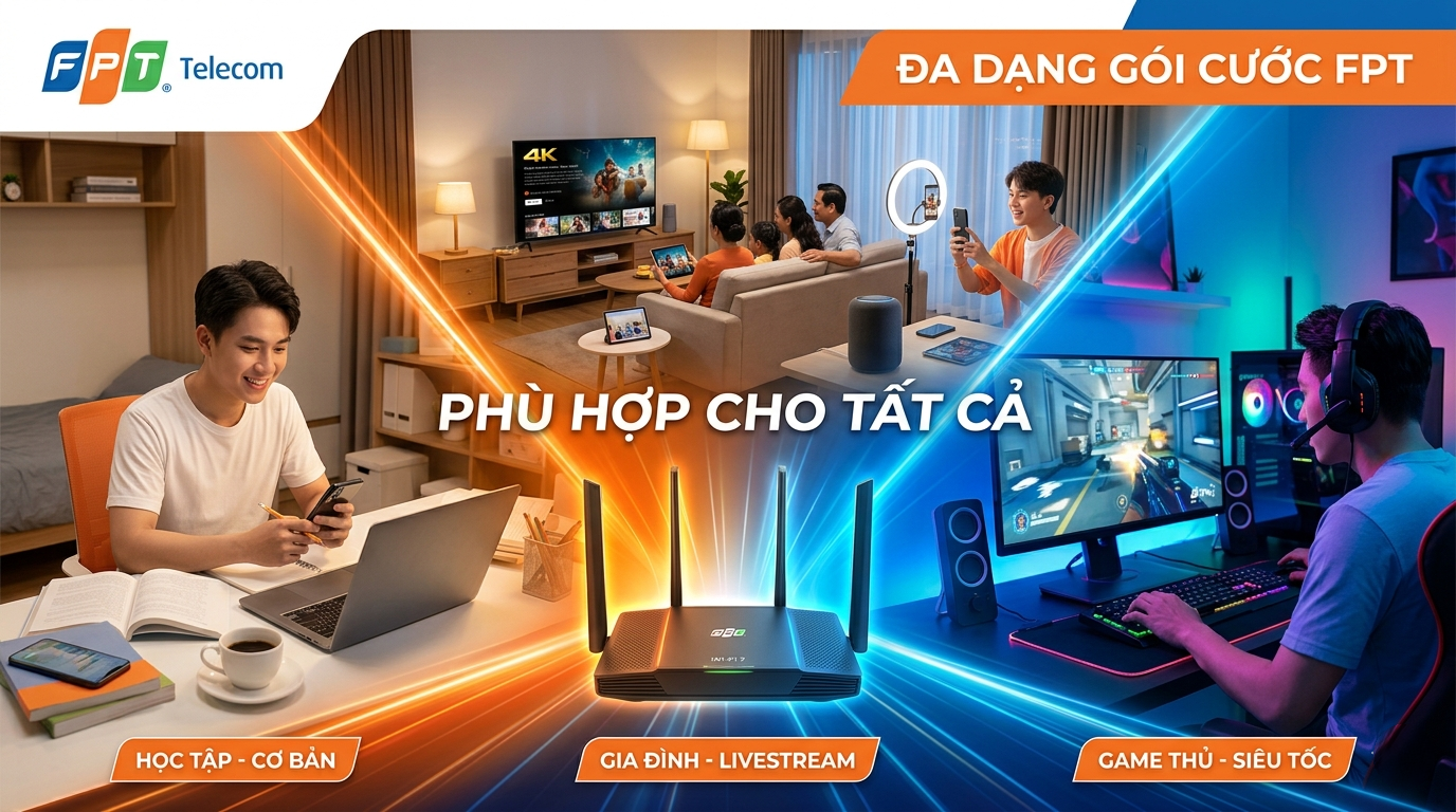 lắp đặt internet truyền hình fpt Fpt đa Dạng Gói Cước